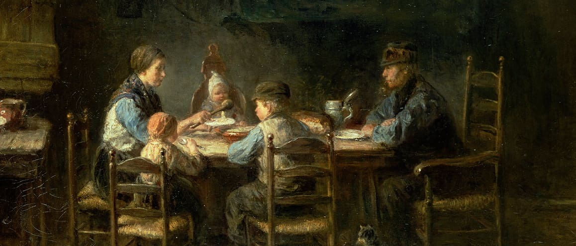 “Família de camponeses à mesa”, quadro de Jozef Israëls.