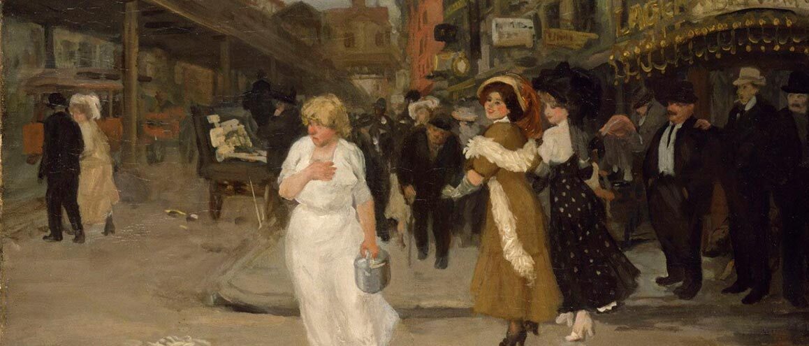 A Sexta Avenida, em Nova Iorque, pintada por John Sloan, 1907.