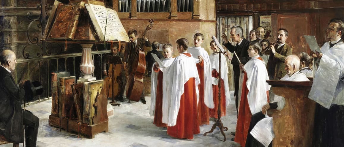 “No coro”, pintura de Vicente Borrás Abella.