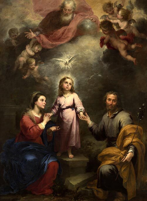 “A Trindade celeste e a trindade terrestre”, por Bartolomé Esteban Murillo.
