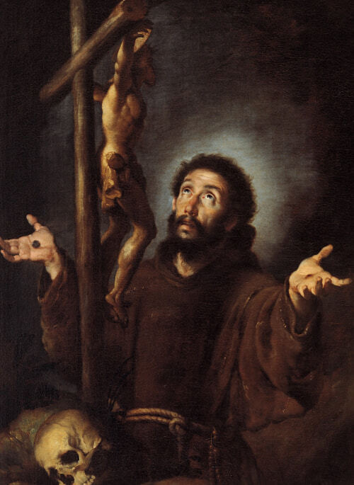 “São Francisco de Assis adorando o crucifixo”, por Bernardo Strozzi.