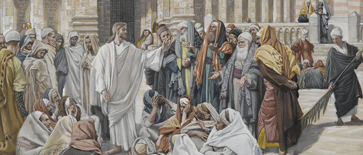 “Os fariseus questionam Jesus”, pintura de James Tissot.