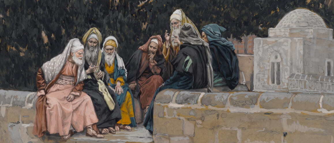 “Os fariseus e herodianos conspiram contra Jesus”, quadro de James Tissot.