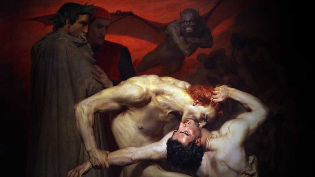 Dante e Virgílio no Inferno, ilustração da Divina Comédia, 1861